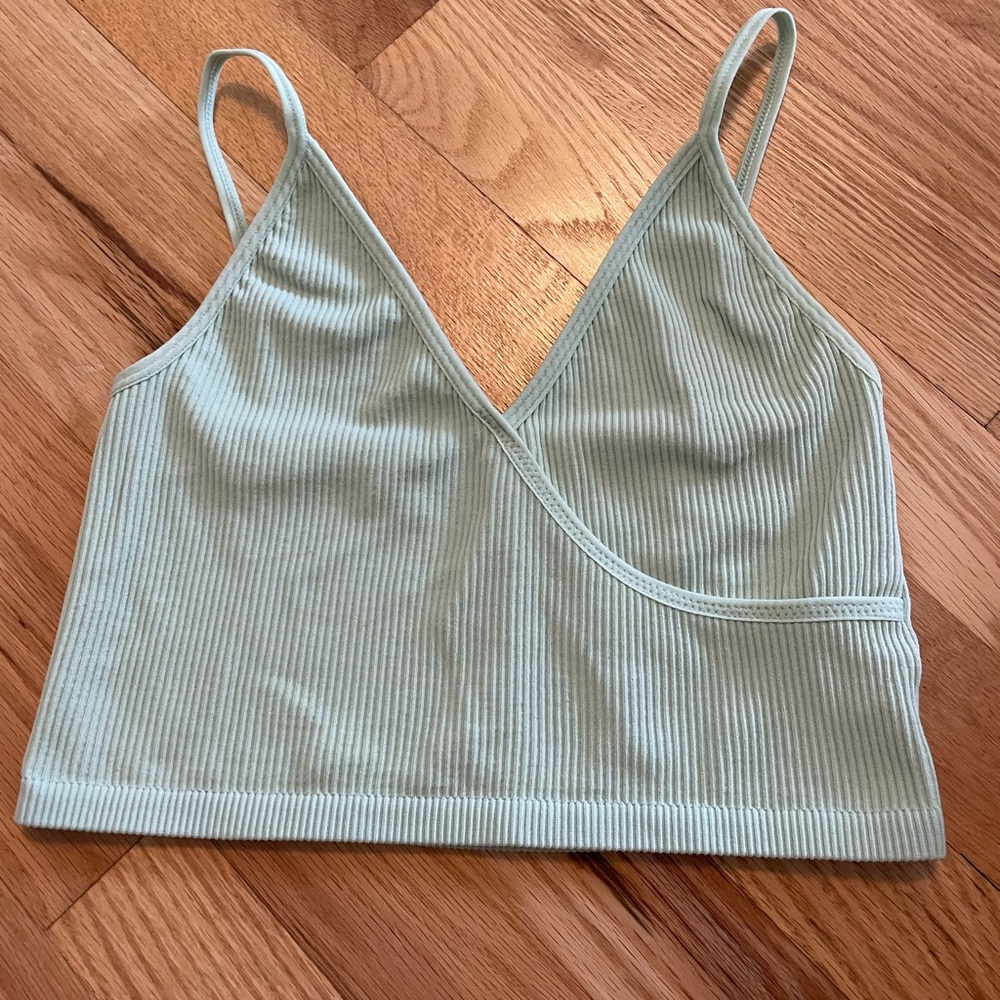 PacSun LA Hearts Cropped Tank Top Sage Green